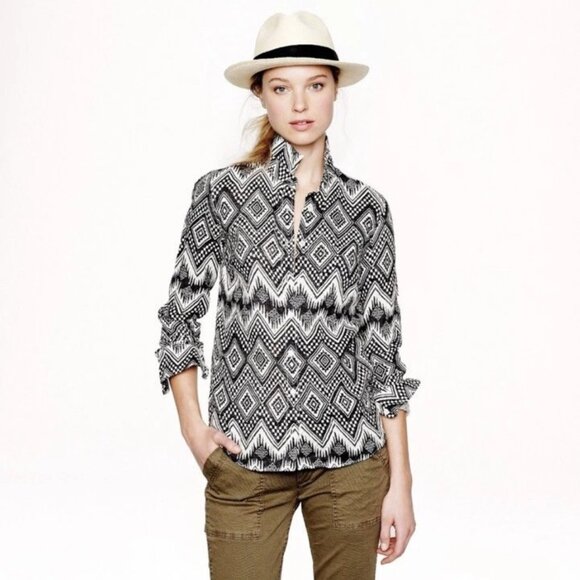 J.Crew Linen Graphic Button Shirt Size 2 - Picture 10 of 10